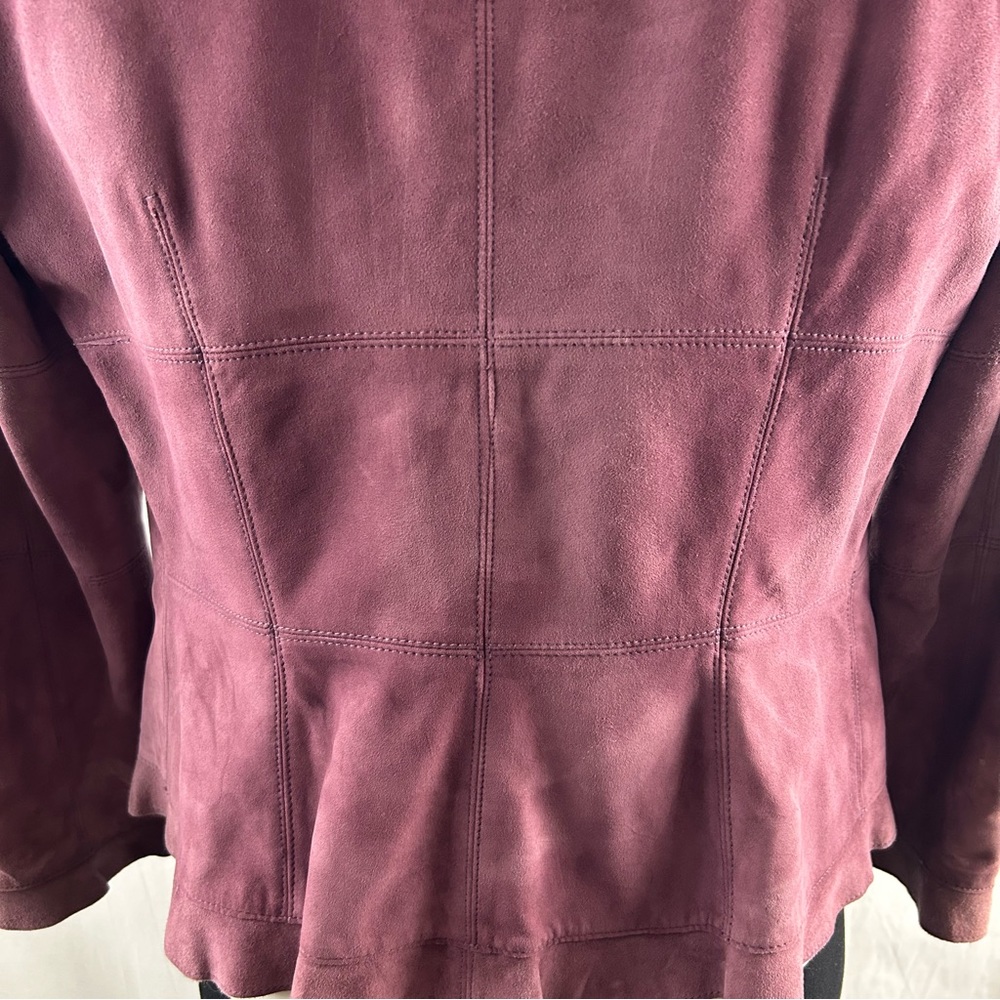 Anne Klein Plum Color Soft Suede Open Jacket 4 - Picture 6 of 11